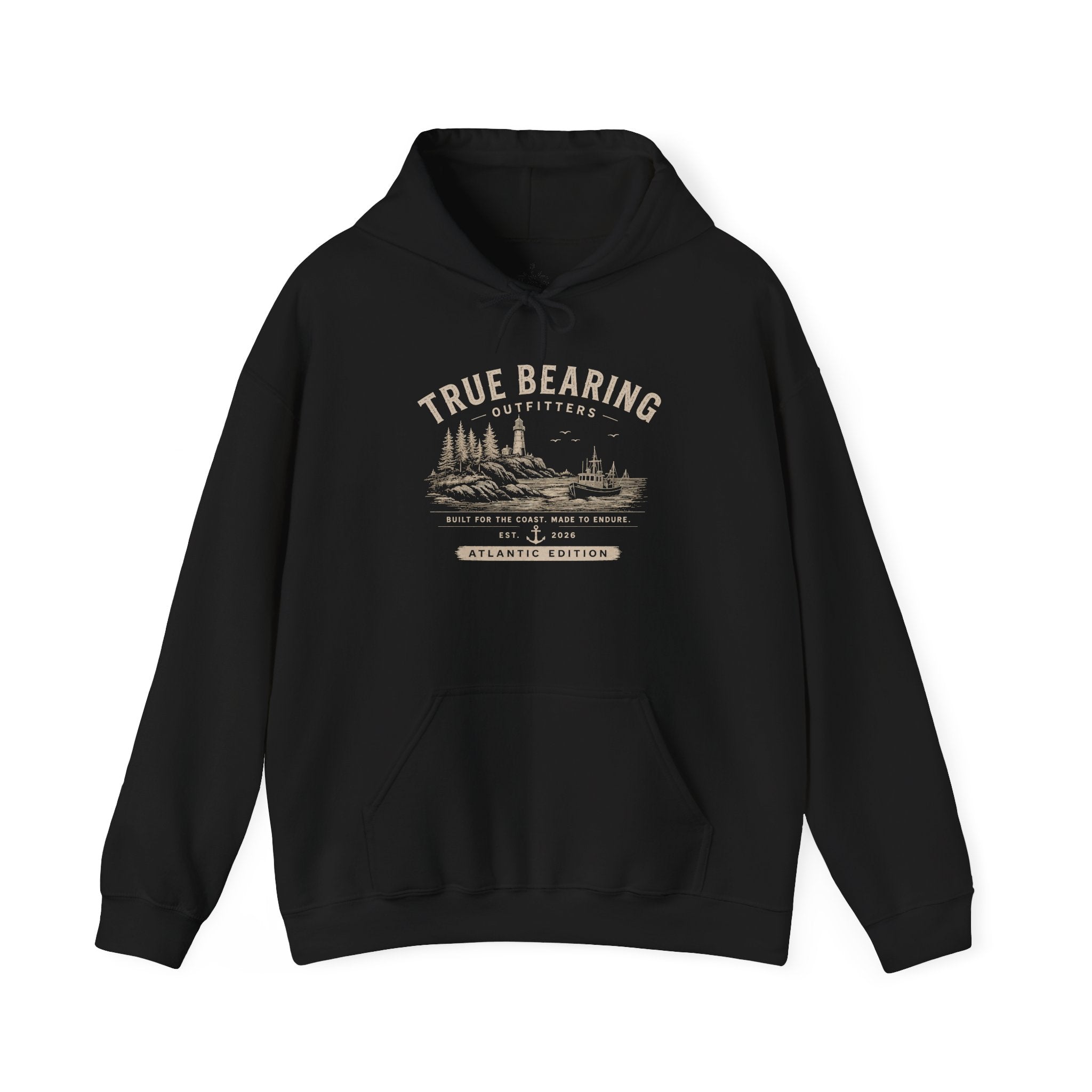 True Bearing Outfitters Hoodie – Vintage Wilderness Camping Sweatshirt