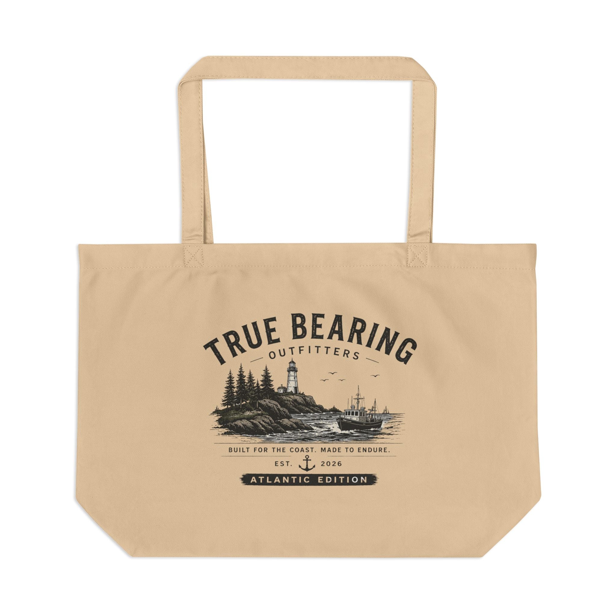 True Bearing Outfitters Canvas Tote — Nautical Lighthouse Eco Beach Bag