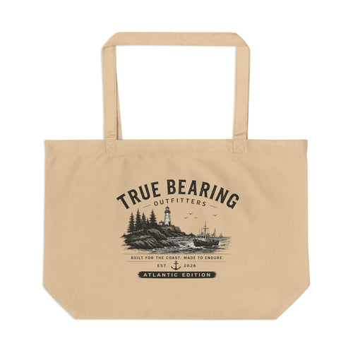 True Bearing Outfitters Canvas Tote — Nautical Lighthouse Eco Beach Bag