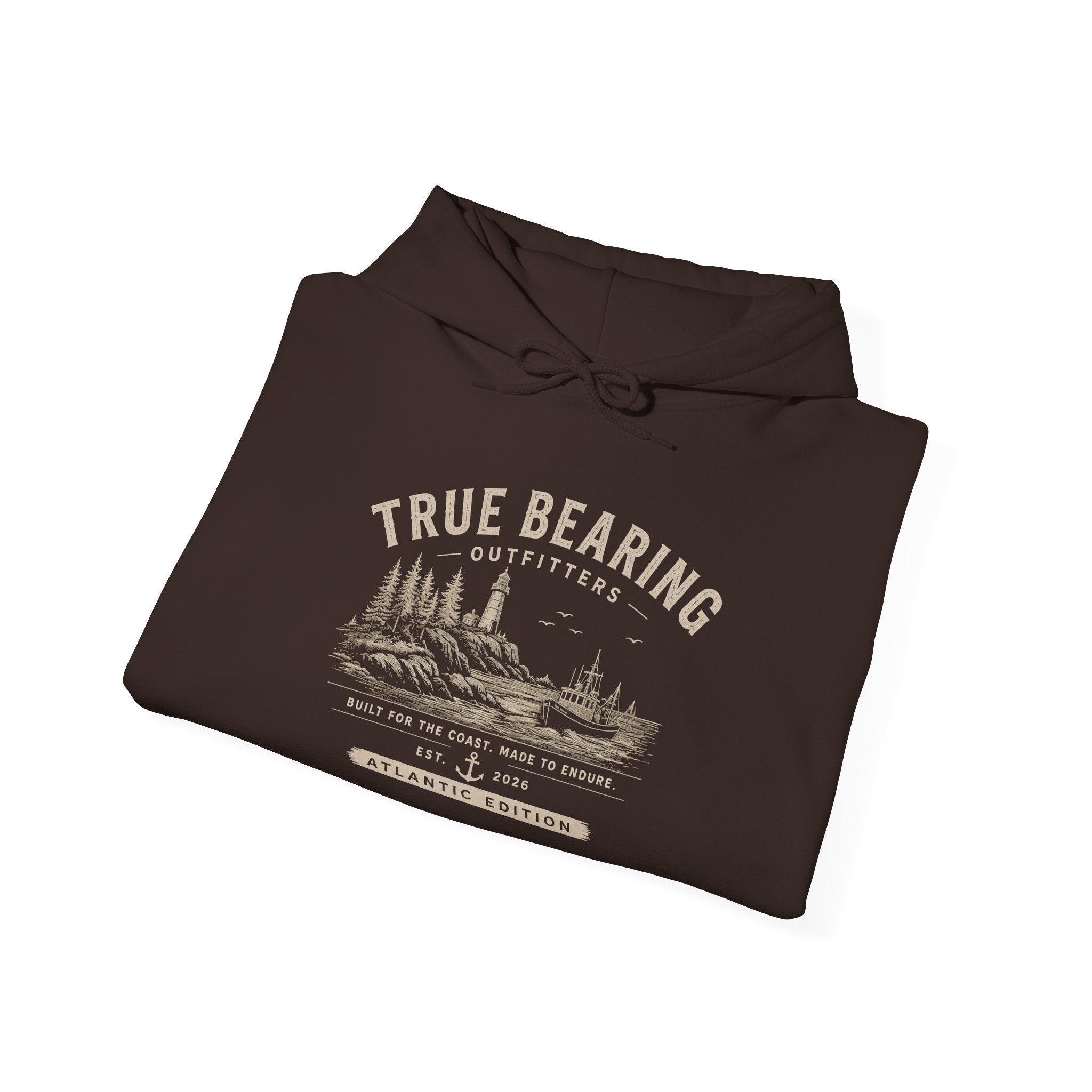 True Bearing Outfitters Hoodie – Vintage Wilderness Camping Sweatshirt