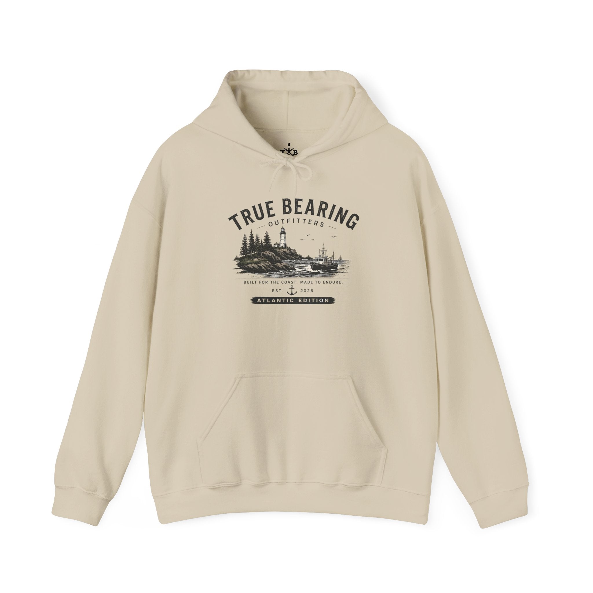 True Bearing Outfitters Hoodie – Vintage Wilderness Camping Sweatshirt