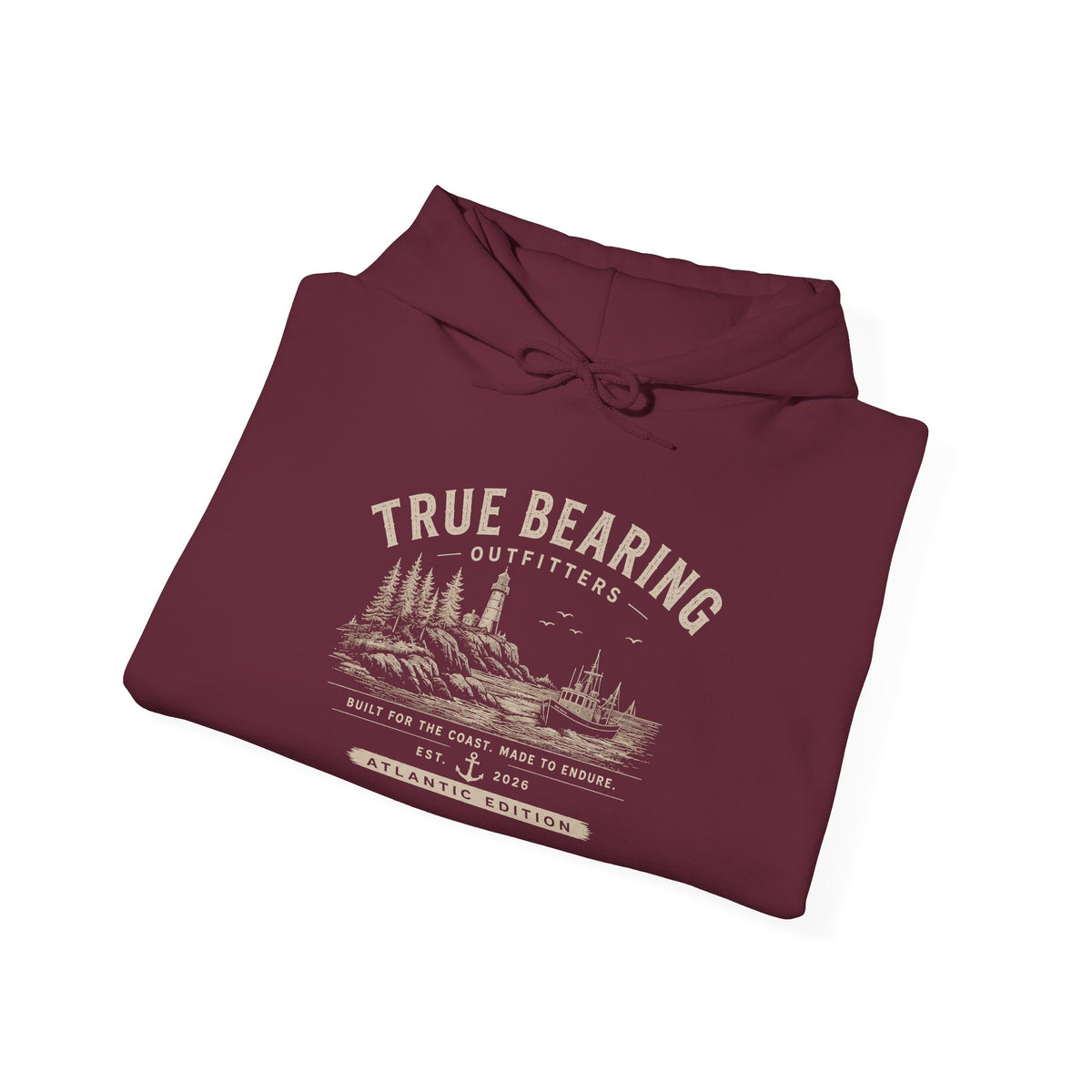 True Bearing Outfitters Hoodie – Vintage Wilderness Camping Sweatshirt