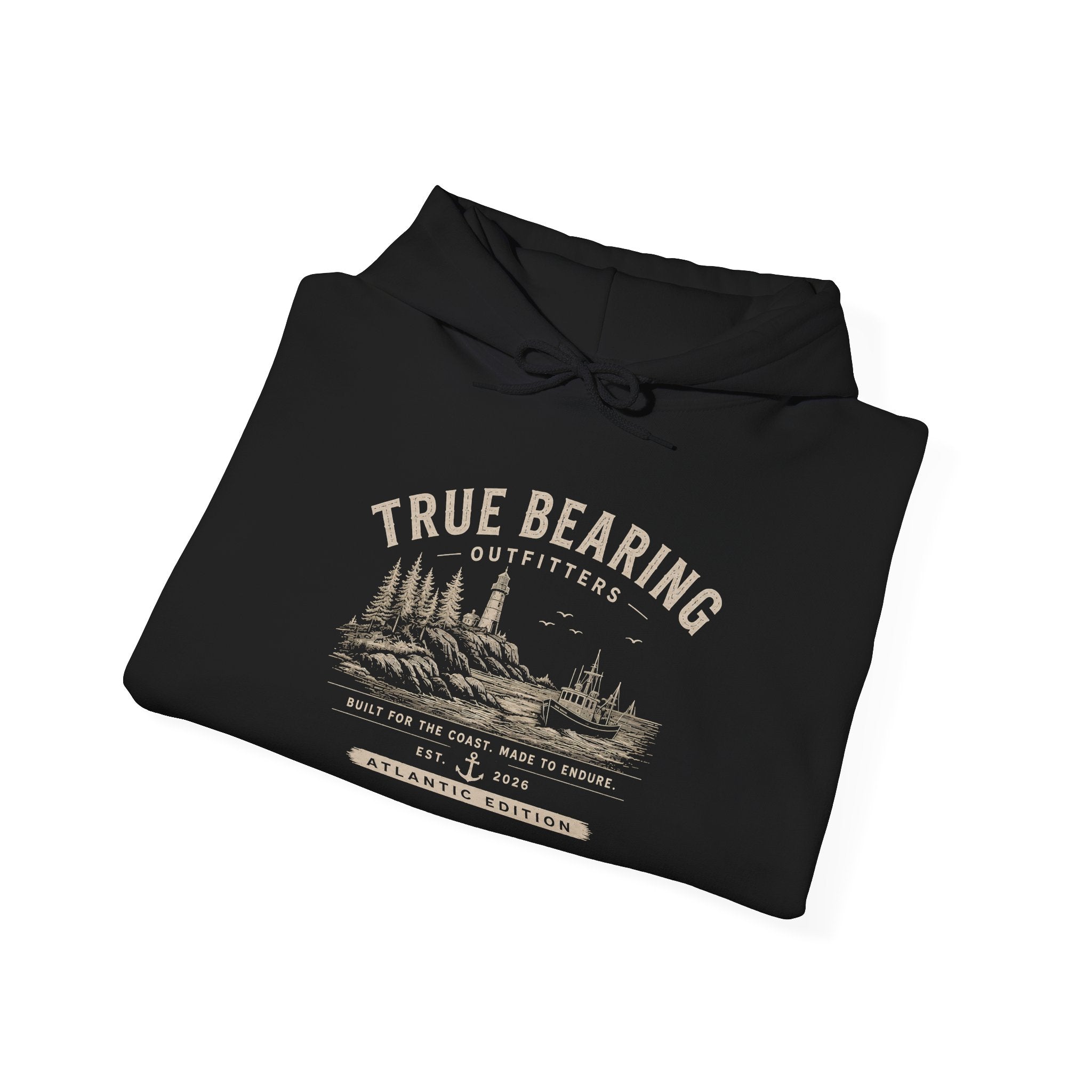 True Bearing Outfitters Hoodie – Vintage Wilderness Camping Sweatshirt